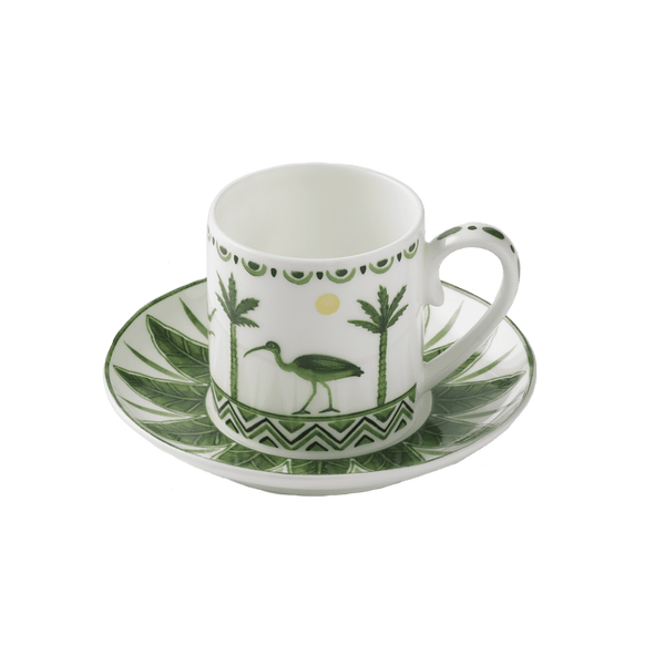 Espresso Cup and Saucer - White/green - Home All